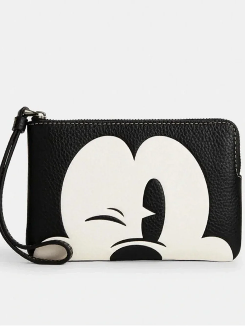 Disney x coach corner zip wristlet with wink Mickey Mouse wallet black/white